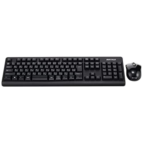 BUFFALO Wireless Full Keyboard Quiet Mouse Set High Durability Long Battery Life Remote Telework Fatigue-Free Design Easy Connection Reliable Support