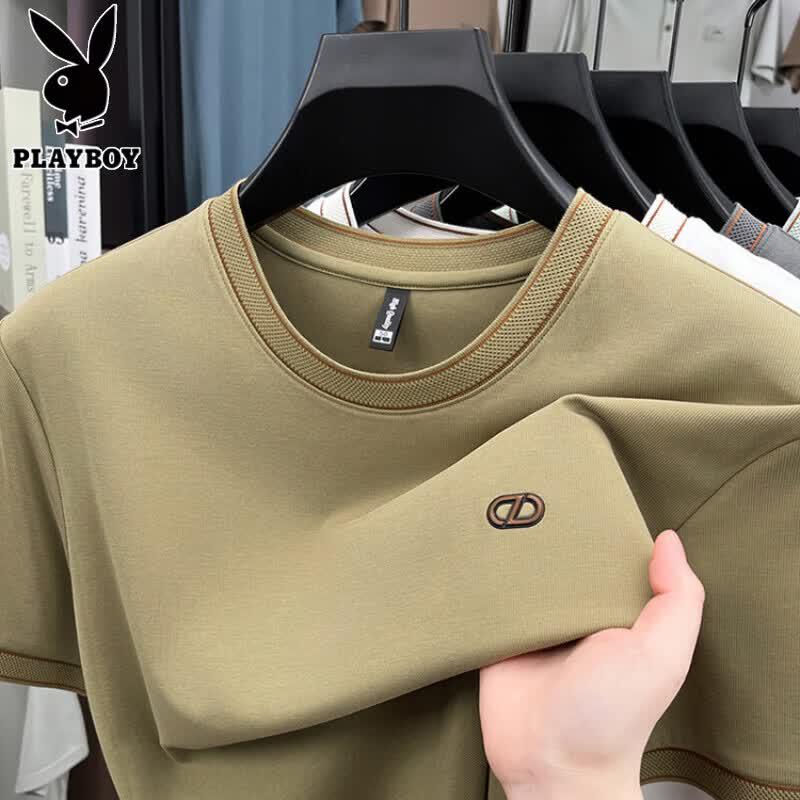 

PLAYBOY Men s Ice Silk Round Neck T-shirt 4XL