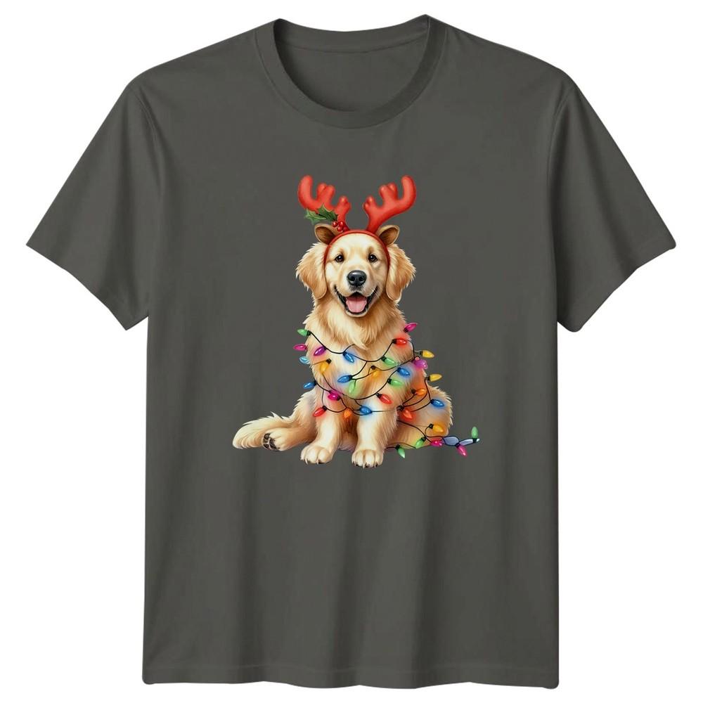 Golden Retriever Christmas Reindeer Dog Holiday Lights Unisexs Unisexs Graphic Tee S