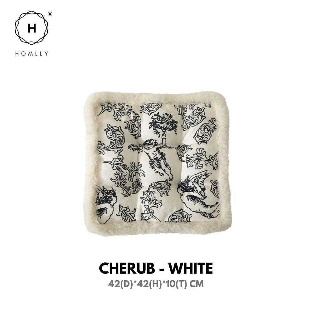 

Homlly Comfy Fur Chair Seat Cushion with Ties Cherub White