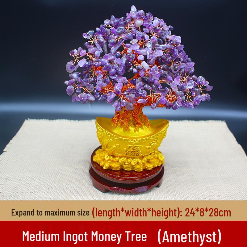 Amethyst Money Tree Ornament: Purple Wealth-Attracting Home Decor Gift