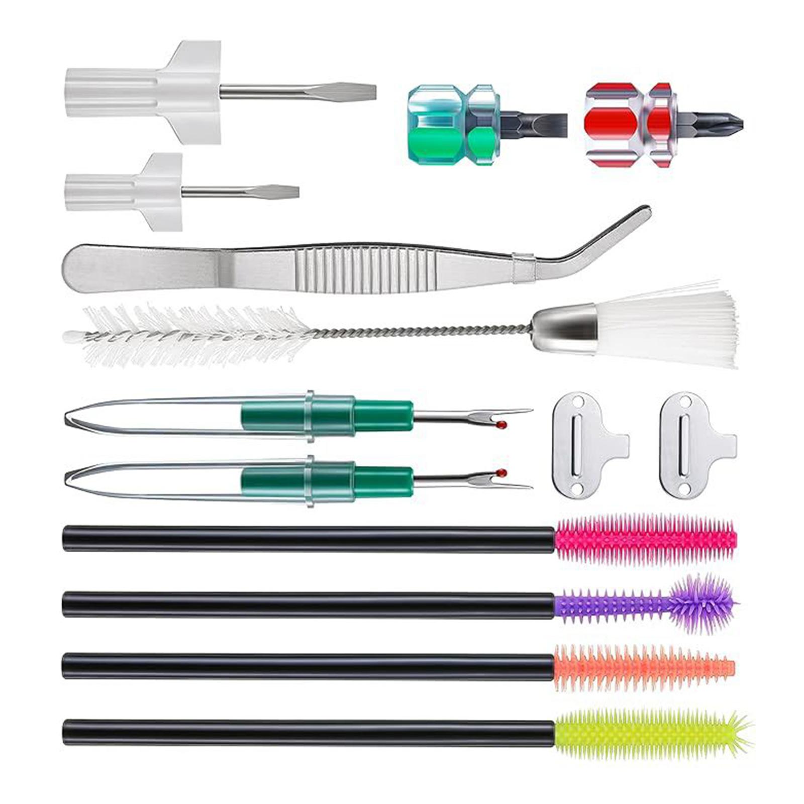 

14Pcs Professional Sewing Machine Repair Tool Set With Tweezers Double ended Brushes Seam Unpicker and Screwdrivers