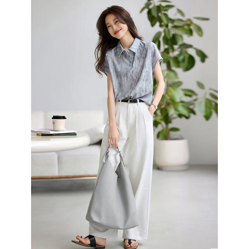 Women's Casual Dye Textured Lapel Shirt
