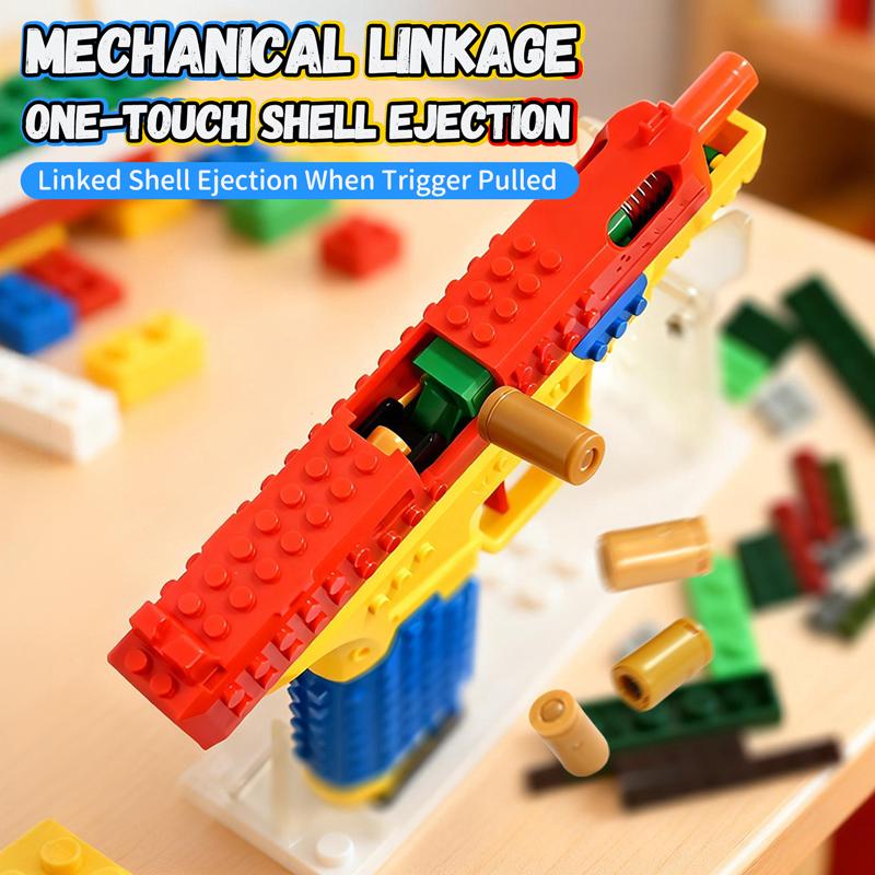 Diy Buildable Building Blocks Toy Gun Mechanical Shell Ejection Continuous Firing Soft Bullet Pistol For Outdoor Cs Game Gift