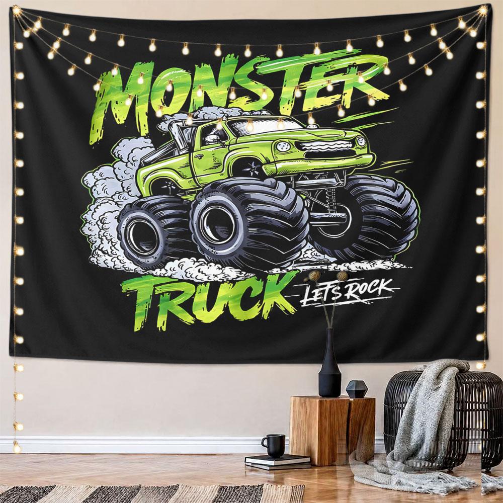 Monster Truck Adventure Pattern Wall Hanging Tapestry Decorative Tapestry Home Decor for Bedroom and Living Room