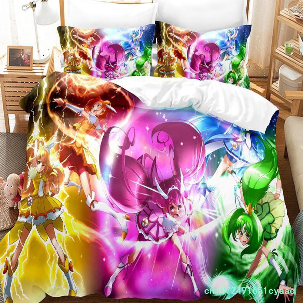 Smile PreCure! Bedding Set Single Twin Full Queen King Size Bed Set Adult Kid Bedroom Duvet Cover Sets 3D Print Kawaii Anime Bed