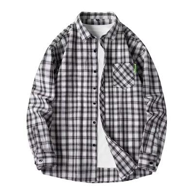 Casual Loose Jacket Men's Collision Color Plaid Shirt Men's Fashion Versatile Trend Tops Shirt