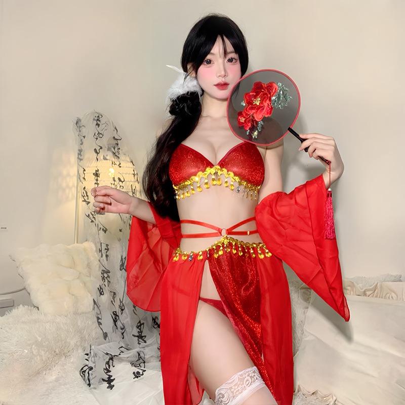 Sexy Lingerie Sexy Hanfu Belly Pocket Uniform Free of Temptation Antique Exotic Dancer Suit Couple Flirting
