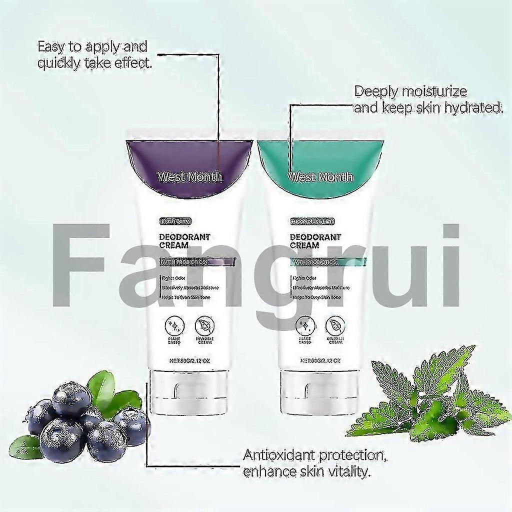 For Natural Probiotic Deodorant Cream Fresh Berry Or Eucalyptus Mint 60g Friendly Travel Size For Od
