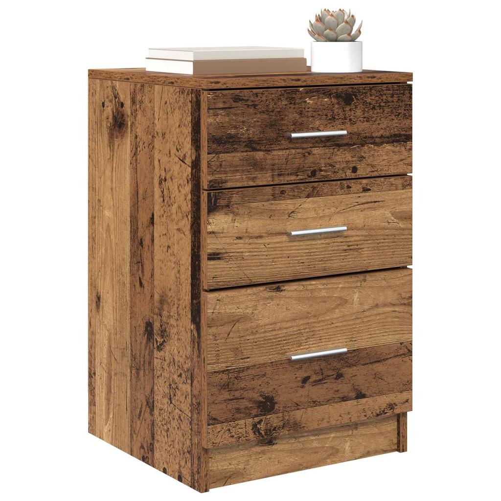 Nightstand with Drawers Reclaimed Wood Look 40 x 40 x 63 cm Engineered Wood