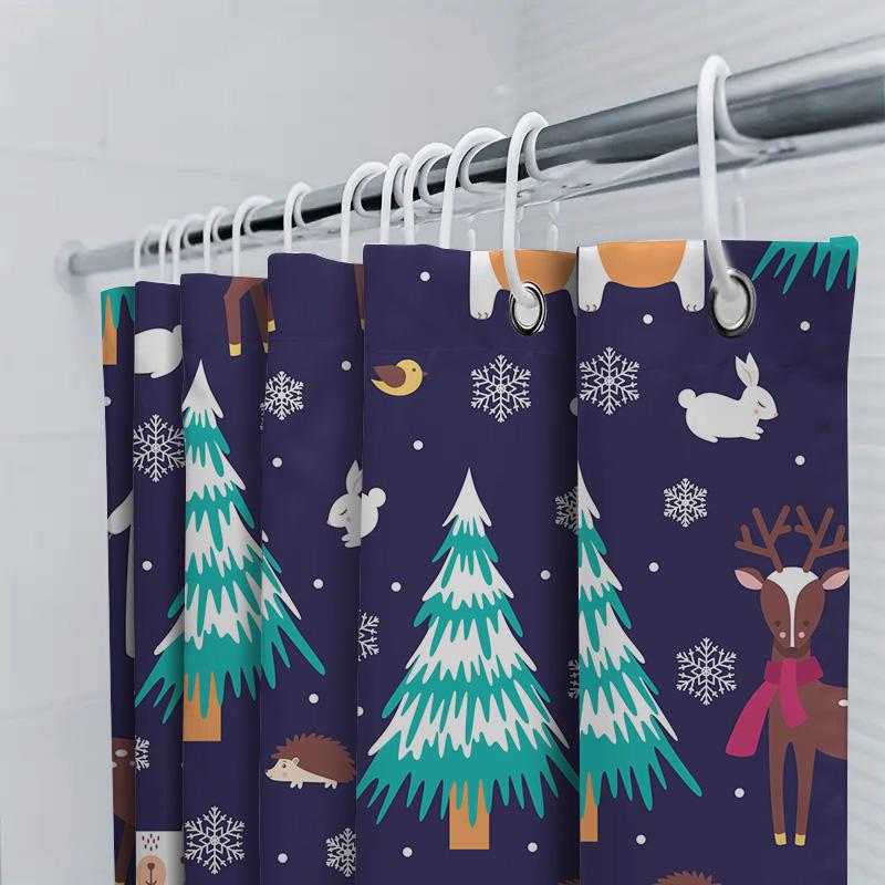 Animal Winter Wonderland Shower Curtain 3D Printed Fabric Bath Decorations For Home Decorators