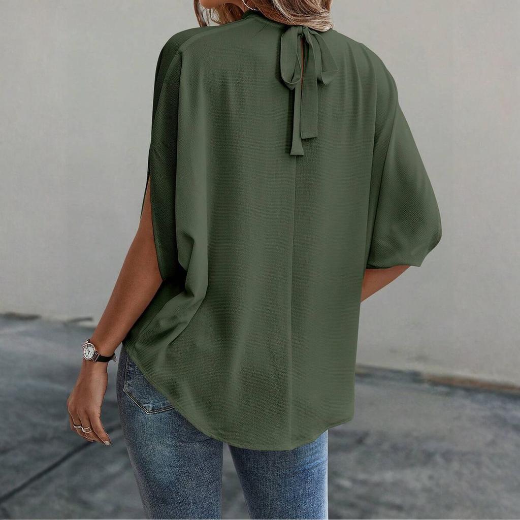 Damen Freizeitmode Rundhals Träger Halbsleeve Hemd T-Shirt Top