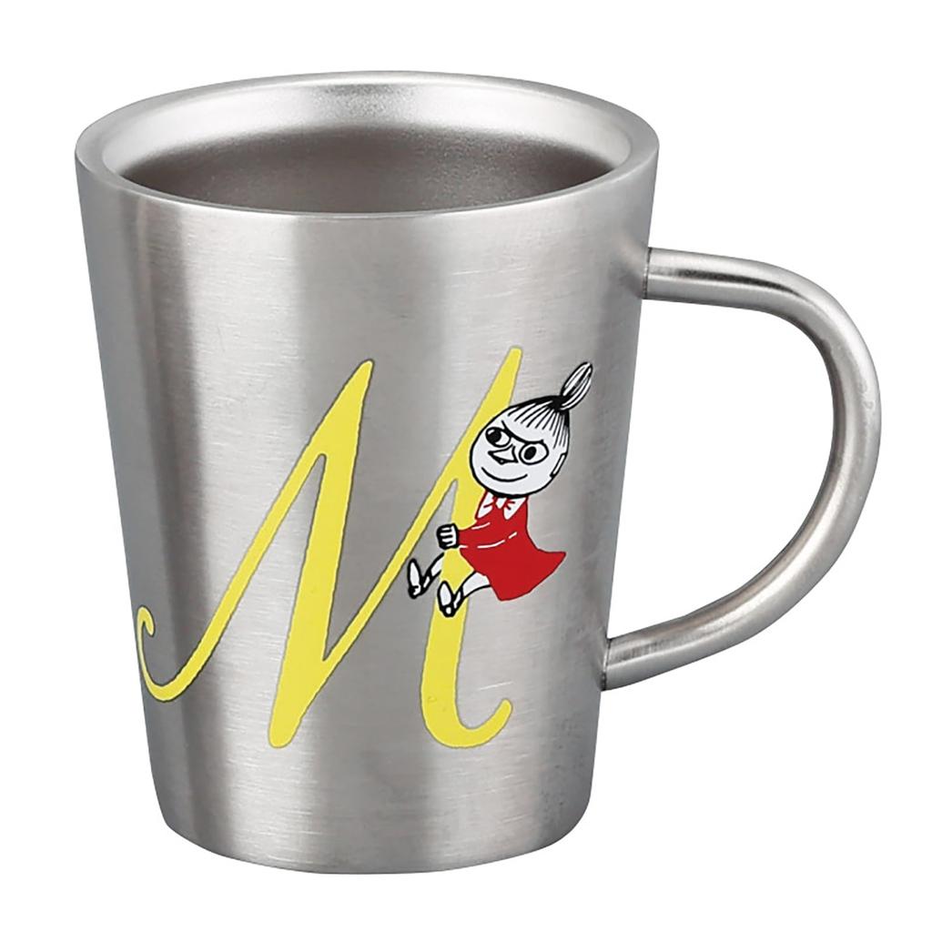 Moomin Stainless Steel Retains Diameter 9 x Initial Birthday Miscellaneous Made in Mug, Heat-resistant, heat, Double-walled, 360ml, approx. 11cm, "M",
