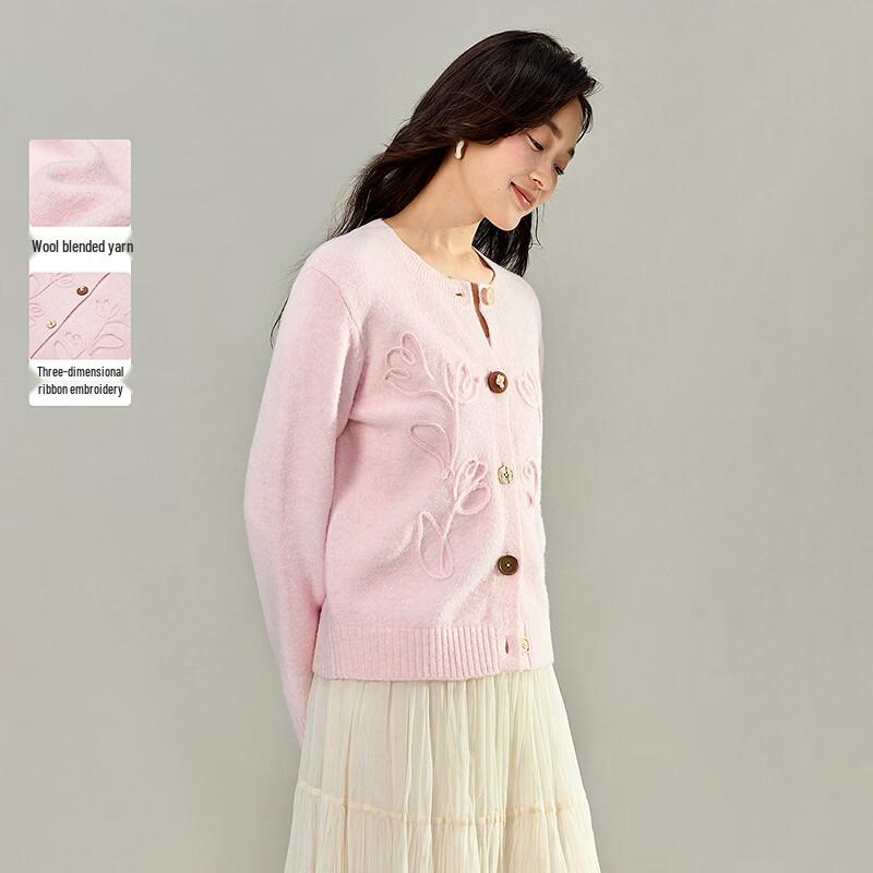 Женский вязаный кардиган INMAN 2026 Весна с вышивкой M