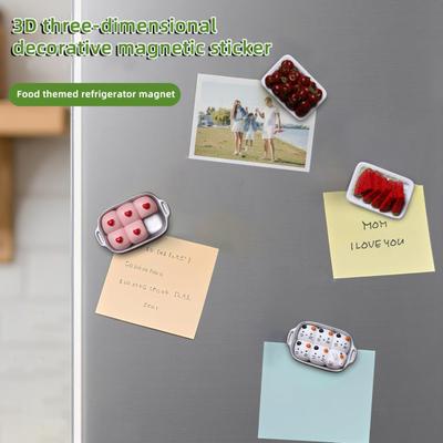 3D Simuliertes Obst Kühlschrankmagnet DIY Spind Küche Kühlschrank Simuliert Erdbeere Wassermelone Blaubeere Verpackte Lebensmittel Magnetische Dekoration Ornament