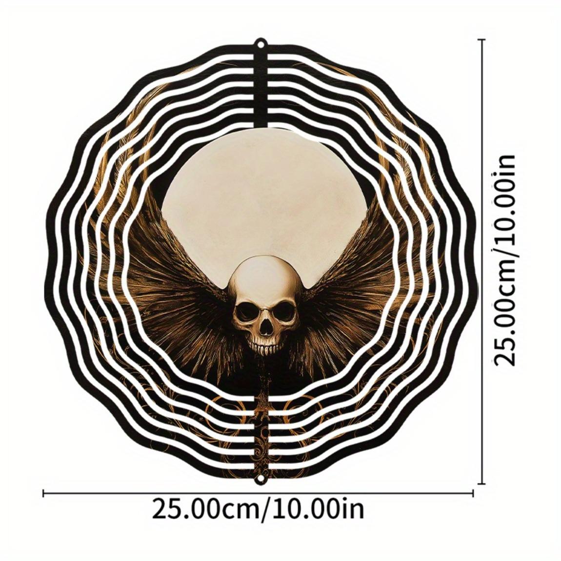 

10 Inch Skull Wind Chime for Outdoor Decor Rotating Hook Hanging Patio Garden Decorations Creative Gift for Spring and Summer 01A