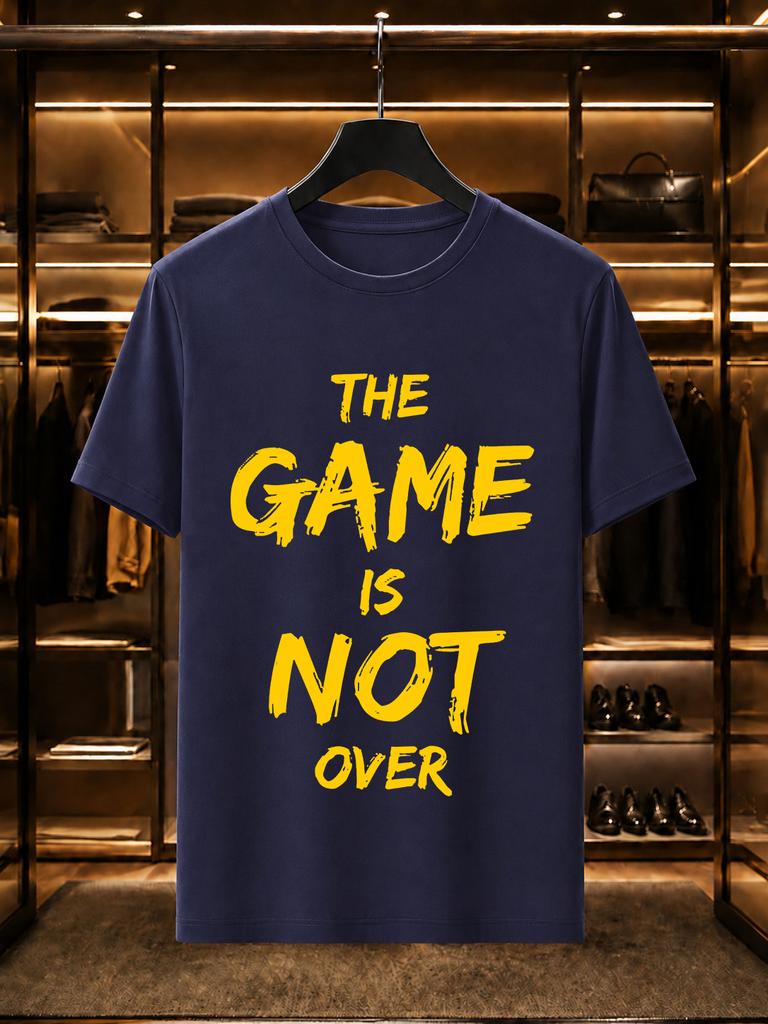 2026 New Arrival 100 Cotton Tshirt Brush Font The Game Is Not Over Inspirational Letter Print Crew Neck Casual Short Sleeve