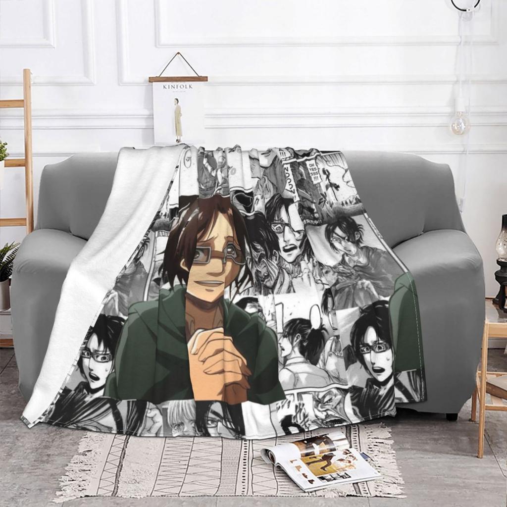 Attack On Titan AOT Hange Knitted Blanket Hange Zoe Manga Plush Throw Blanket Home Couch Printed Soft Warm Bedspread