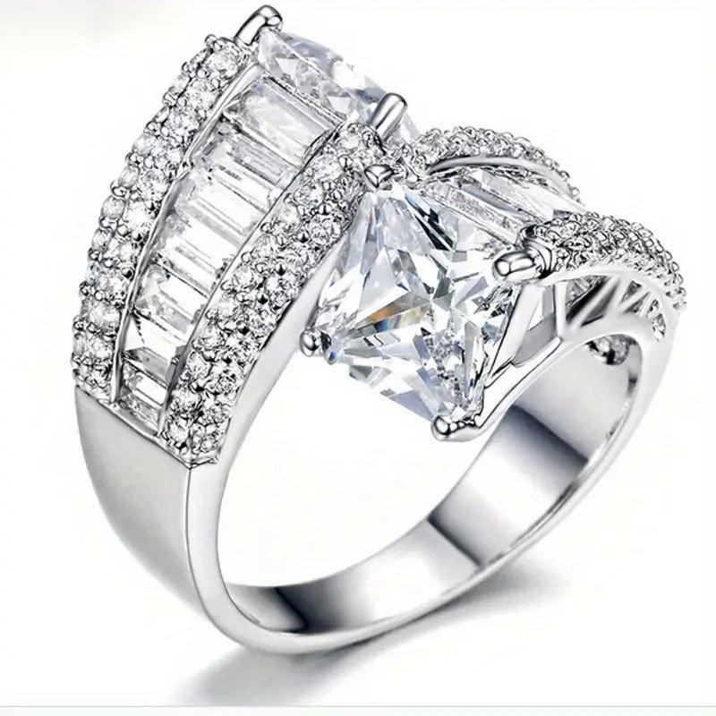 Luxury new jewelry, light luxury inlaid trapezoidal zircon ring, ring