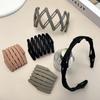 Women Headband Foldable Stretchy Portable Travel Hair Hoop Pure Color Anti-slip Teeth Bang Headband