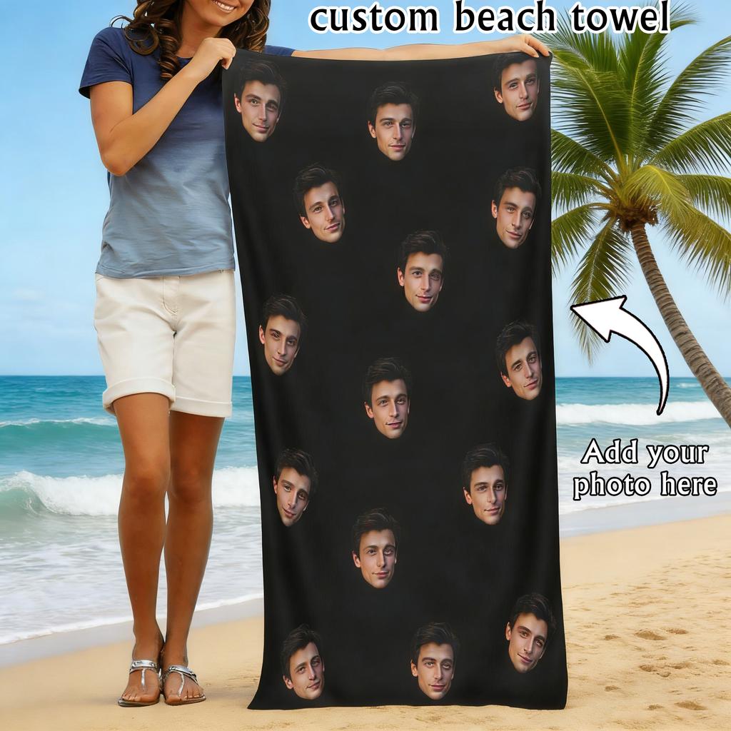 Custom Po Strandlaken Zacht Microvezel Lichtgewicht Polyester Handdoek Anti-Zand Voor Familie Vrienden Feest Sneldrogend Badhanddoek