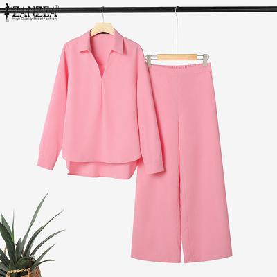 Women Long Sleeve Blouse and Pants Casual Two Piece Suit Sets
