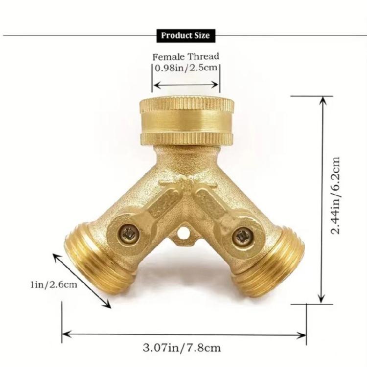 Premium Copper Double Outlet Splitter 3/4Inch High Pressure Irrigation Adapter Easy Twist Installation Gardening Tool
