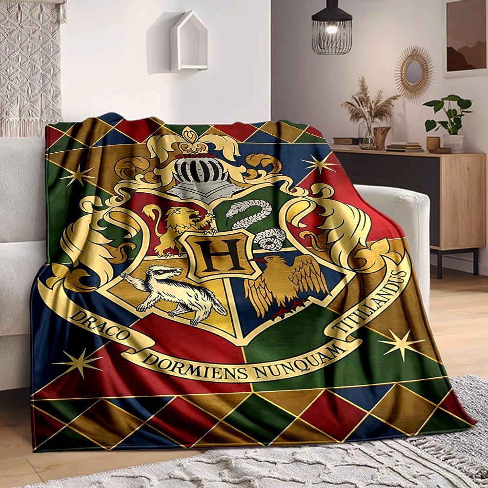 1pc Harry Potter Flannel Throw Blanket - HD Printed Lightweight Soft Warm All-Season Blanket for Sofa, Bed, Travel, Camping 052