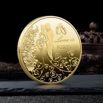 Couple Coin Collectible Souvenir Long Emboss Decor Wedding Lasting Souvenir Plated Couple Coin KTY