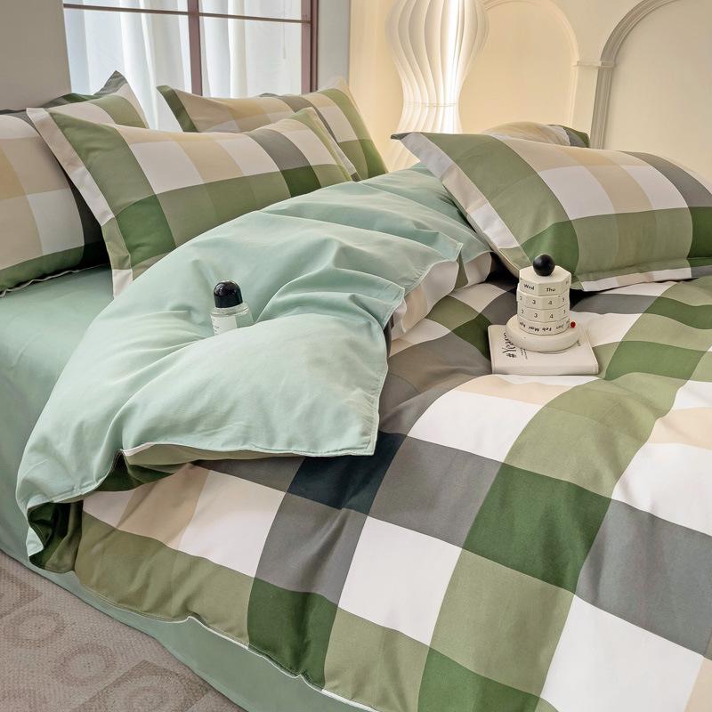 Plaid Striped Bed Sheet Quilt Cover Twill Thickened Quilt Cover Bedding Quilt Cover Three-piece Bed Sheet Set