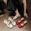 Fashion Hot Selling 2025 Block Heel Sandals  New Round Toe Shallow Mouth Bow One Strap Anti-slip Wear-resistant Wrapped Toe Kitten Heels