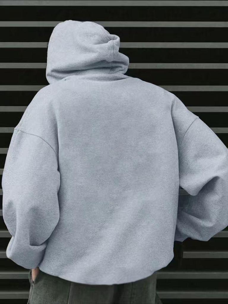 Cross-Border Men's & Women's Loose Fit Print Hoodie - European & American Style, Drop Shoulder, Spring & Autumn.