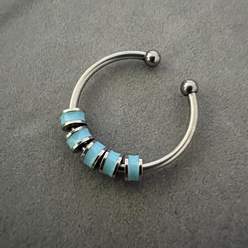 Women Men Open Ring Adjustable Anxiety Relief With Enamel Bead Opening Decoration Accessory Stacking Spinning Ring