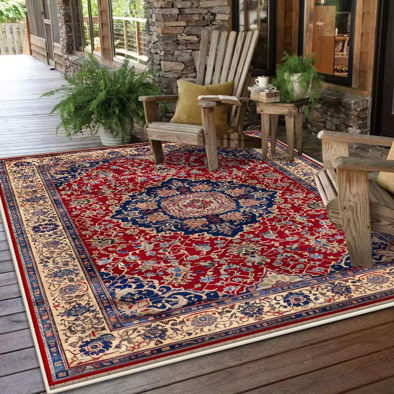 Retro Persian Red CARPET FOR LIVE ROOM Non-slip Bedroom Decoration Bohemian Washable Large Rug Parlor Coffee Tables Mat Room