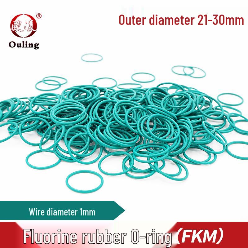 Green FKM O-Ring Seal, Outer Diameter 21-30mm, Wire Diameter 1mm OD 21mm (5 pcs)