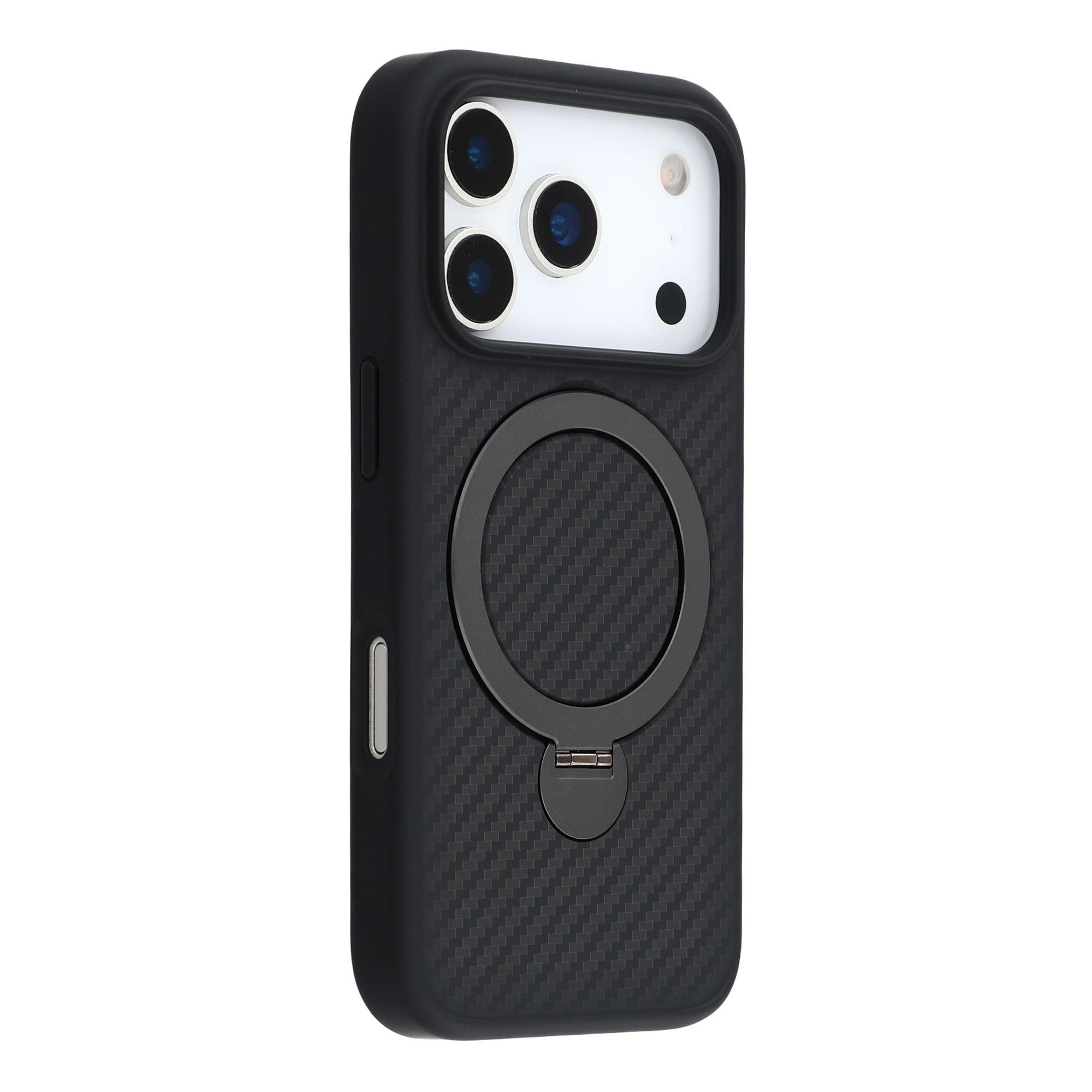 

For iPhone 17 Pro Case Compatible with MagSafe Kickstand TPU+PC Phone Cover Carbon Fiber Texture A
