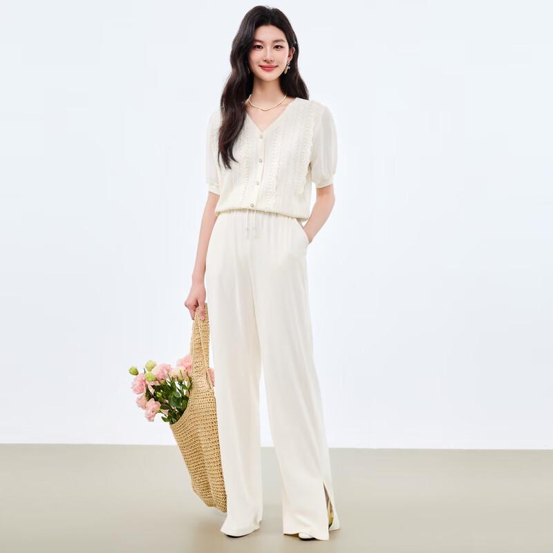 Qushuiyiren 2025 Summer Loose Ice Silk Casual Long Pants