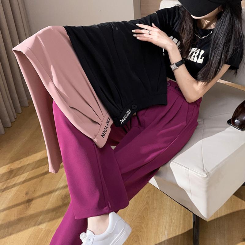 Spring Summer New High-End Suit Wide-Leg Pants Women Embroidered High Waist Draped Long Casual Straight Pants