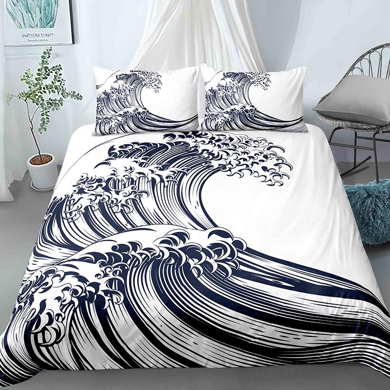 Ocean Wave Duvet Cover Set Beach With Foamy Waves Twin Bedding Set Sea Shore Holiday Theme Queen King Size Quilt Cover
