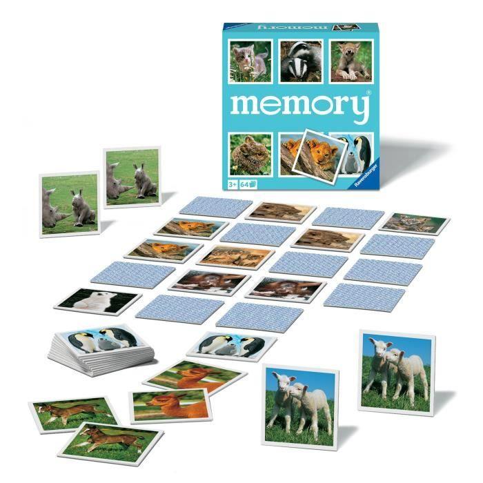 Jeu de paires et de mémoire - Grand memory® - Petits Animaux - Ravensburger - 64 cartes