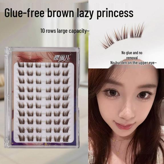 Ying Lier Natural Cluster Fox-Eye Eyelashes - Beginner-Friendly and Glue-Free