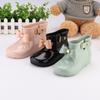 Stivali da Pioggia per Bambini Moda Fiocco Fibbia Metallica Stivale da Ragazza Carino Bambino Neonato Scarpe Impermeabili Bambini Antiscivolo Scarpe da Acqua