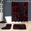 Red Grid 3D Visual Geometry Art Shower Curtains Washable Fabric Polyester For Bathtub Art Bathroom Decor With Hooks Waterproof