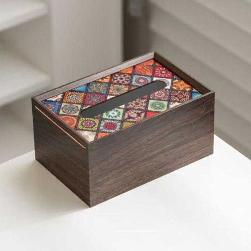 Caixa de Lenços de Madeira de Nogueira Preta Premium - Elegante Porta-Papel Toalha de Mesa, Caixa de Guardanapos Multiuso para Uso em Hotéis e Residências