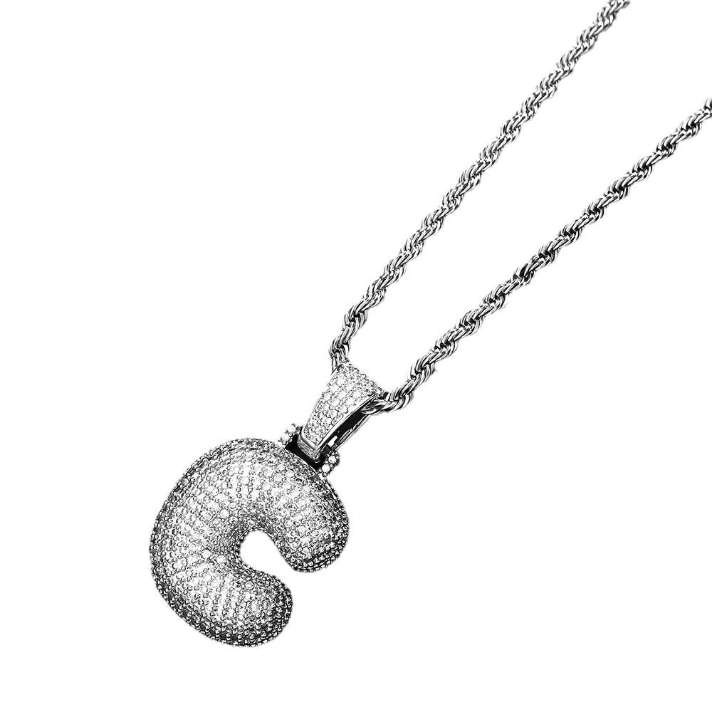Hot Selling European and American Hip-hop Necklace with 26 English Letter Pendants, Men's and Women's Trendy Zircon Necklace
