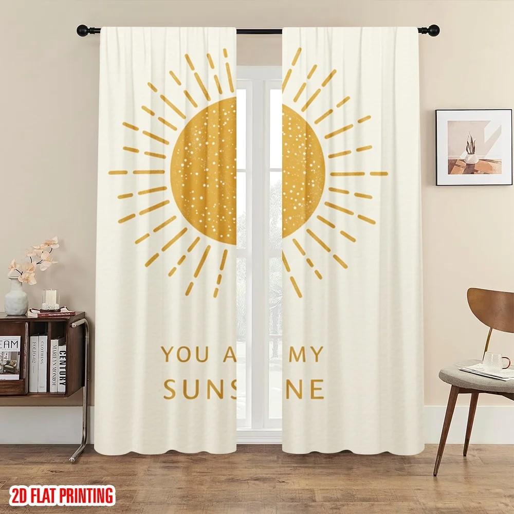 

Набор из 2 штор с рисунком Солнечный свет Занавески для окон Полиэстер Декор гостиной Праздничное оформление Домашний декор Светофильтрующие с карманной петлей Идеально W100*H70(CM)-Grommet top&2PCS