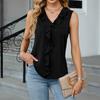 Women's Fashion Vest V-neck Ruffled Sleeveless Elegant Casual Shirt Top