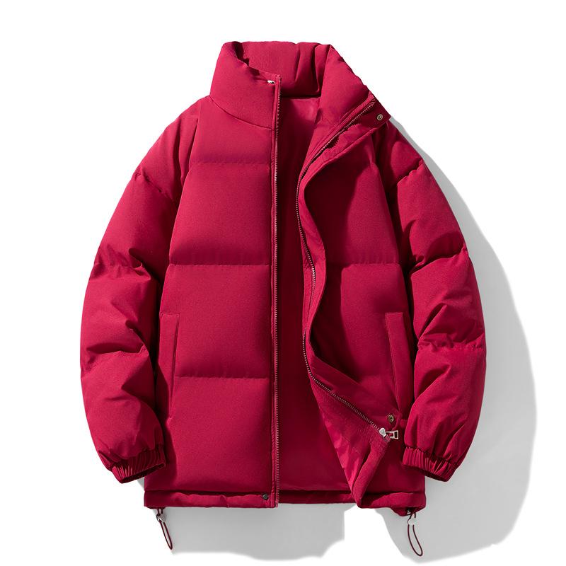 

Stand-up Collar Solid Color Cotton-padded Clothes for Men and Women of the Same Style, Winter Bag Clothes, Large Size Thickened Warm Loose Tops, M бордовый