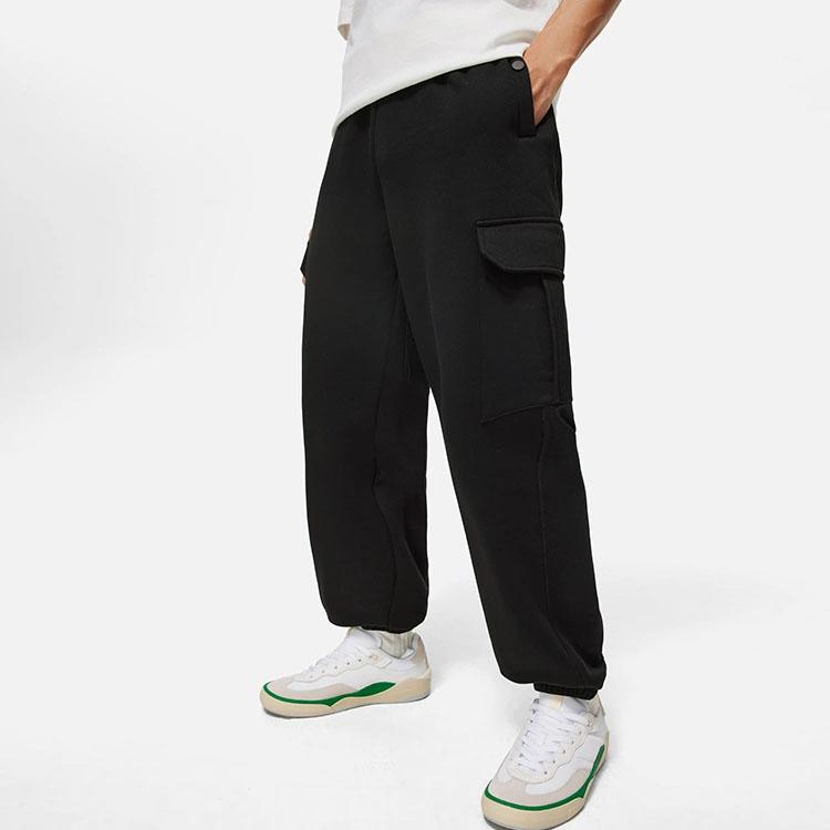 Li Ning Sports Lifestyle Series Fashion Solid Color Mid Waist Cuffed Fleece Knit Sports Pants Men Bottoms Black AKLTB21-4