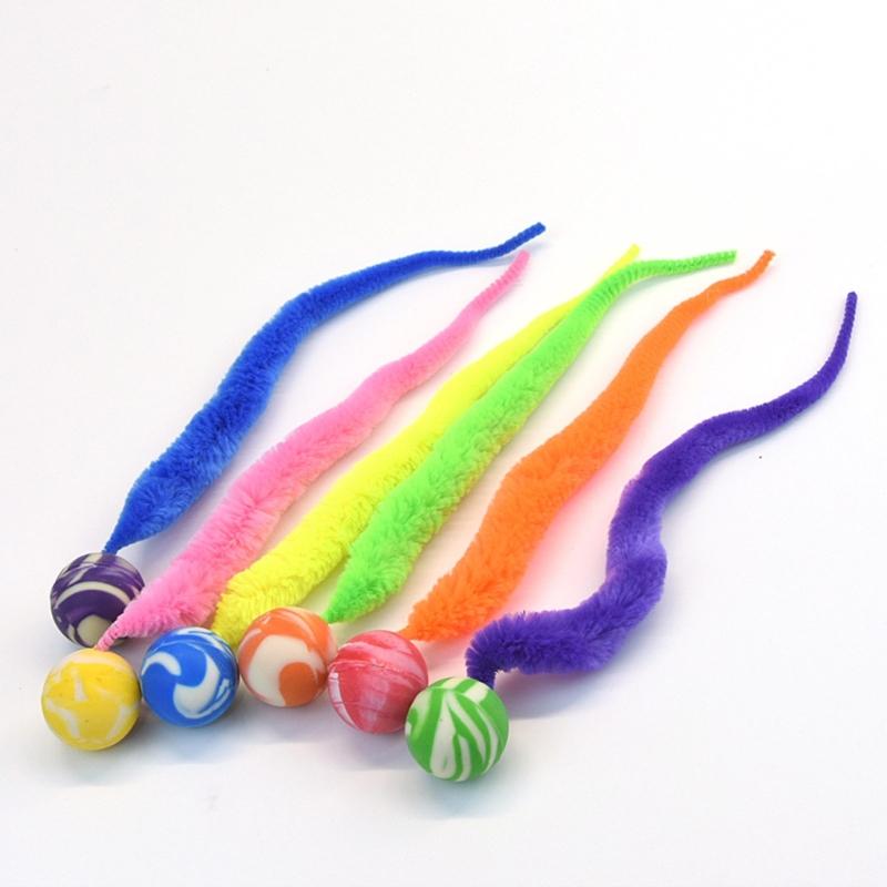 Colorful BouncingBall with Tail for Cat Engaging Cat Teaser BouncyBall Hunting Toy Indoor Toy Ball Cat Exercise Toy